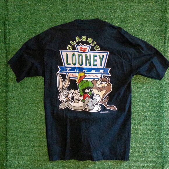 VTG SUN SPORTSWEAR LOONEY TUNES BOWLING SHIRT 1994 RETRO GRAPHIC BUGS TAZ SIZE L - Picture 7 of 7
